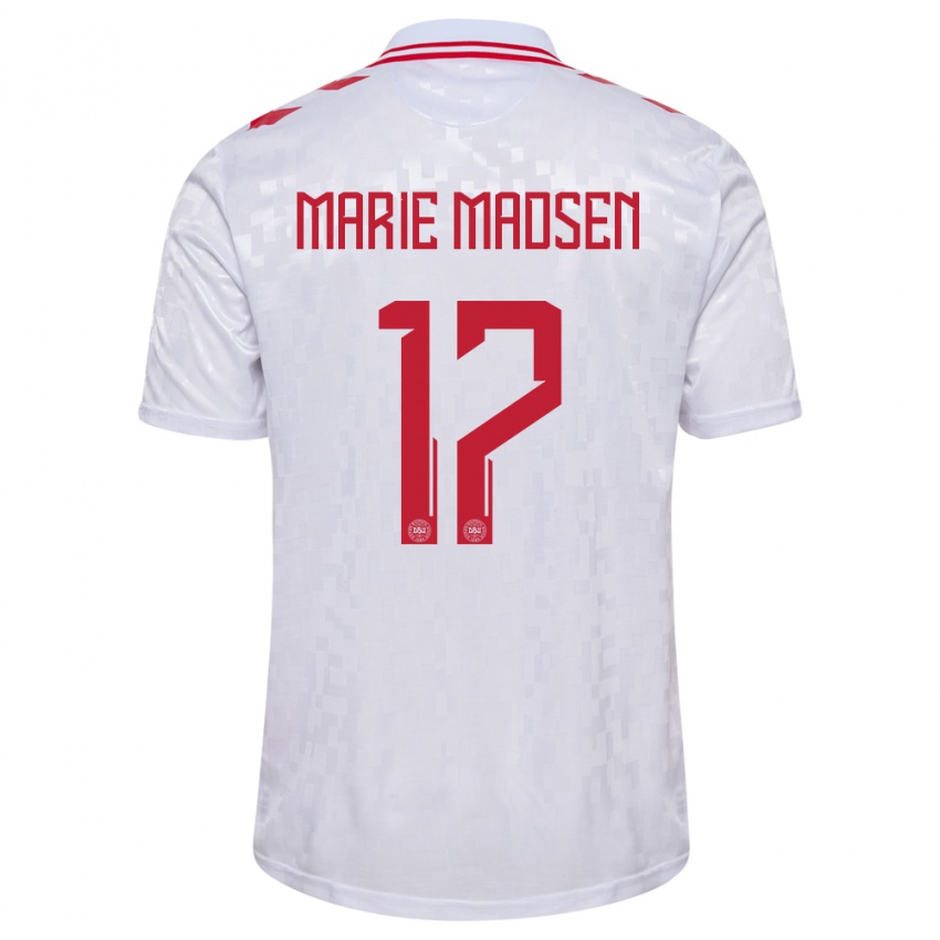 Uomo Maglia Danimarca Rikke Marie Madsen #17 Bianco Kit Gara Away 24-26 Maglietta