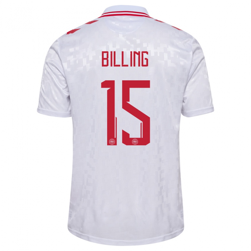 Uomo Maglia Danimarca Philip Billing #15 Bianco Kit Gara Away 24-26 Maglietta