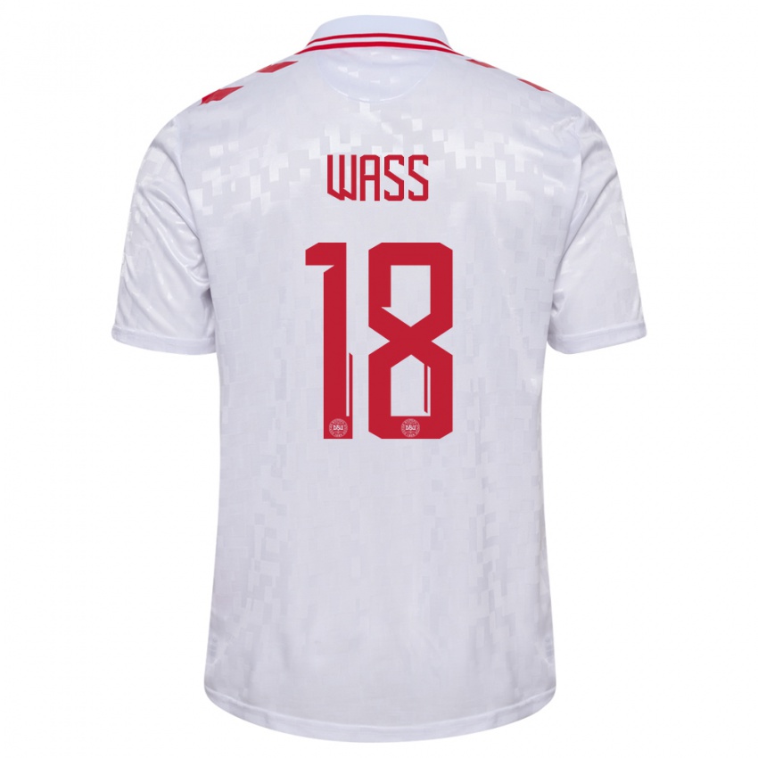 Uomo Maglia Danimarca Daniel Wass #18 Bianco Kit Gara Away 24-26 Maglietta