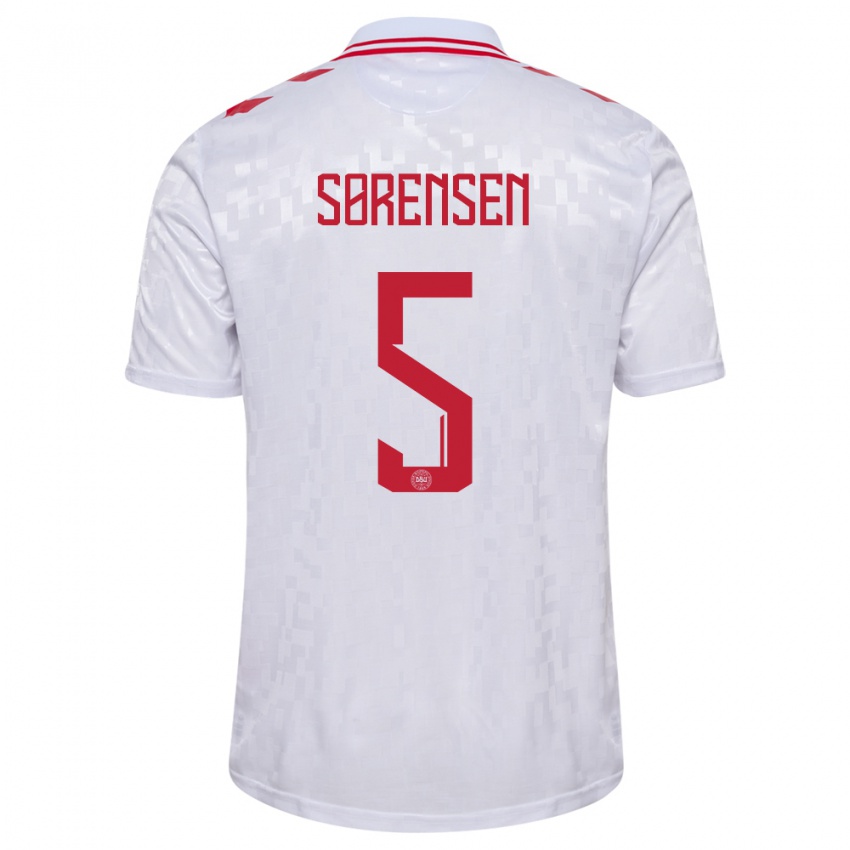 Uomo Maglia Danimarca Simone Boye Sorensen #5 Bianco Kit Gara Away 24-26 Maglietta