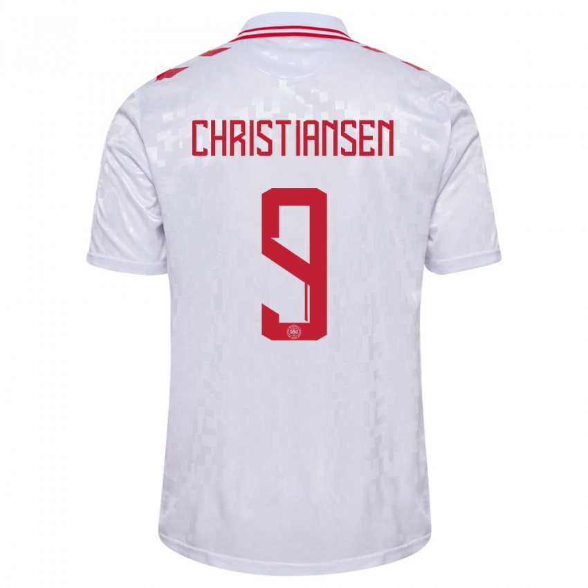 Uomo Maglia Danimarca Nanna Christiansen #9 Bianco Kit Gara Away 24-26 Maglietta