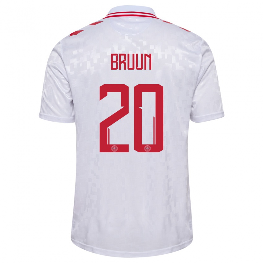 Uomo Maglia Danimarca Signe Bruun #20 Bianco Kit Gara Away 24-26 Maglietta