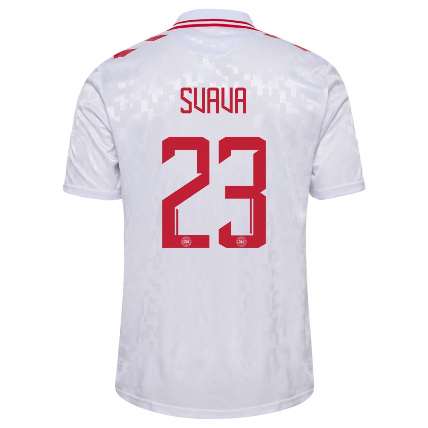 Uomo Maglia Danimarca Sofie Svava #23 Bianco Kit Gara Away 24-26 Maglietta