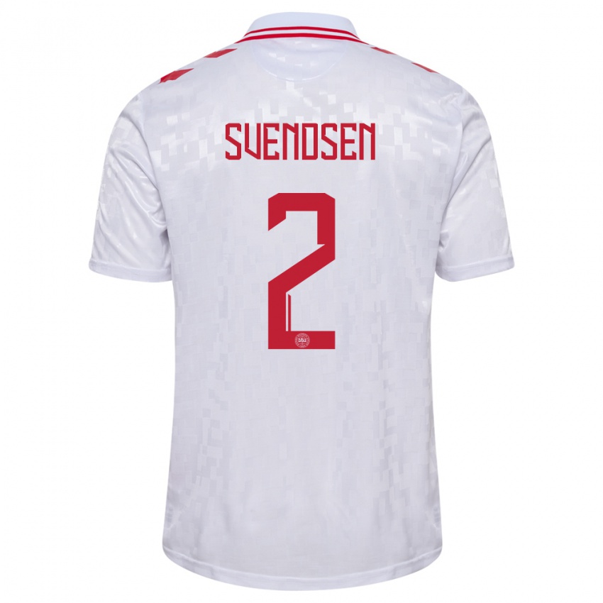 Uomo Maglia Danimarca Oliver Svendsen #2 Bianco Kit Gara Away 24-26 Maglietta