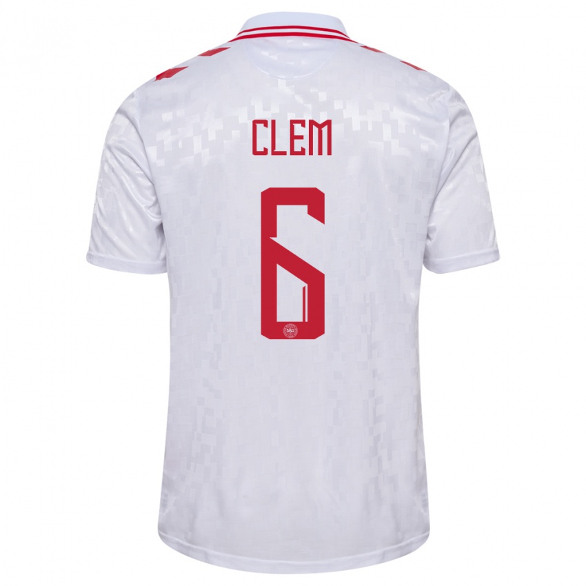 Uomo Maglia Danimarca William Clem #6 Bianco Kit Gara Away 24-26 Maglietta