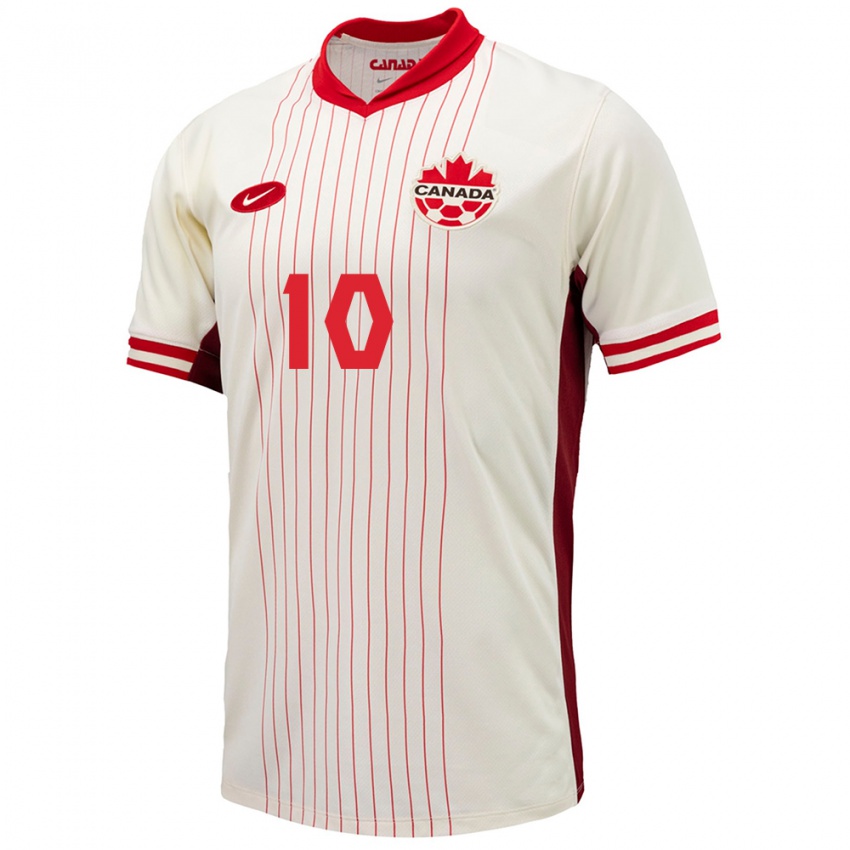 Uomo Maglia Canada Jonathan David #10 Bianco Kit Gara Away 24-26 Maglietta