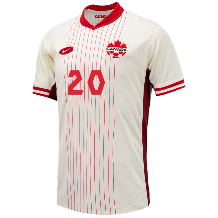 Uomo Maglia Canada Ali Ahmed #20 Bianco Kit Gara Away 24-26 Maglietta