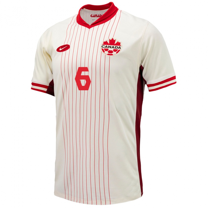 Uomo Maglia Canada Matteo Campagna #6 Bianco Kit Gara Away 24-26 Maglietta