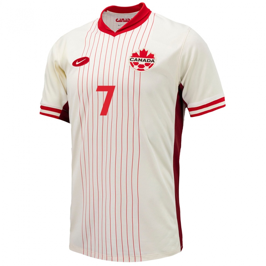 Uomo Maglia Canada Stephen Eustaquio #7 Bianco Kit Gara Away 24-26 Maglietta