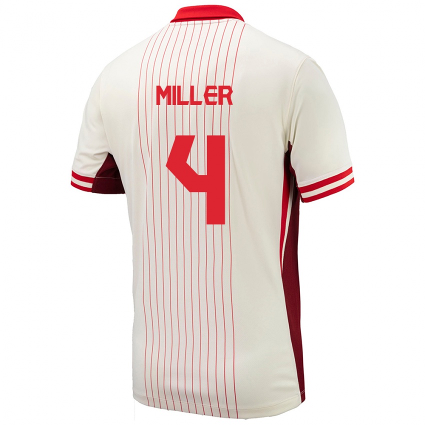 Uomo Maglia Canada Kamal Miller #4 Bianco Kit Gara Away 24-26 Maglietta