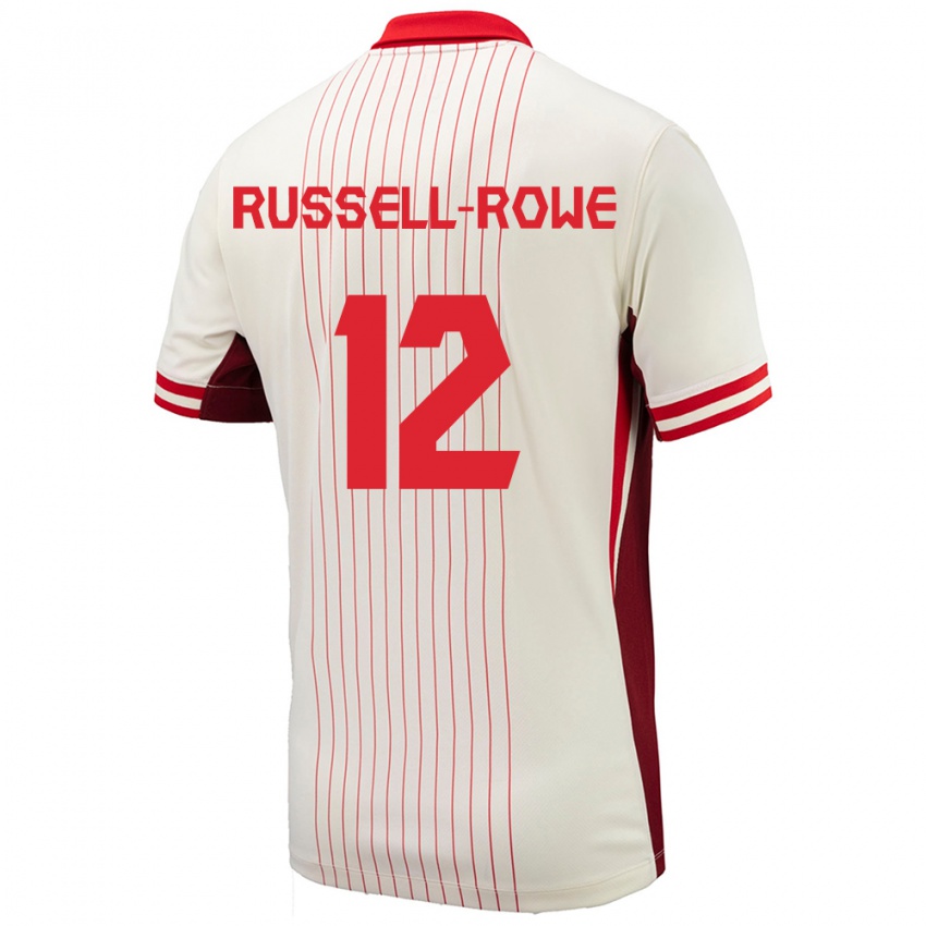 Uomo Maglia Canada Jacen Russell-Rowe #12 Bianco Kit Gara Away 24-26 Maglietta