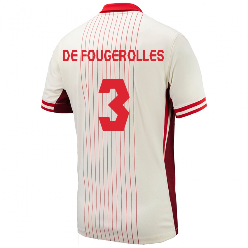 Uomo Maglia Canada Luc De Fougerolles #3 Bianco Kit Gara Away 24-26 Maglietta