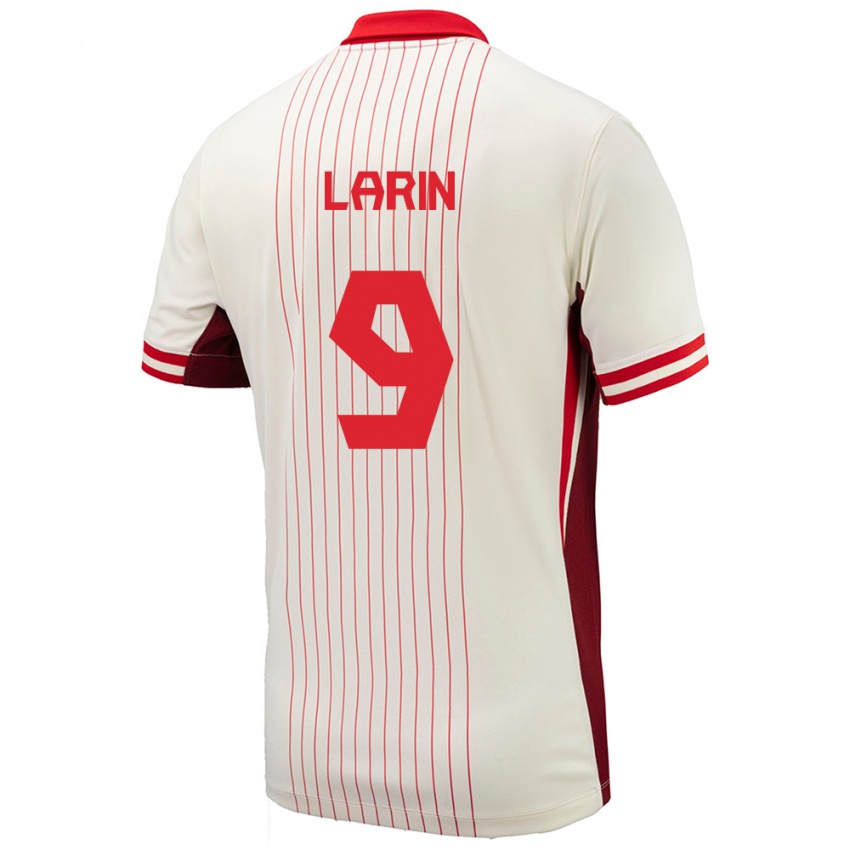 Uomo Maglia Canada Cyle Larin #9 Bianco Kit Gara Away 24-26 Maglietta