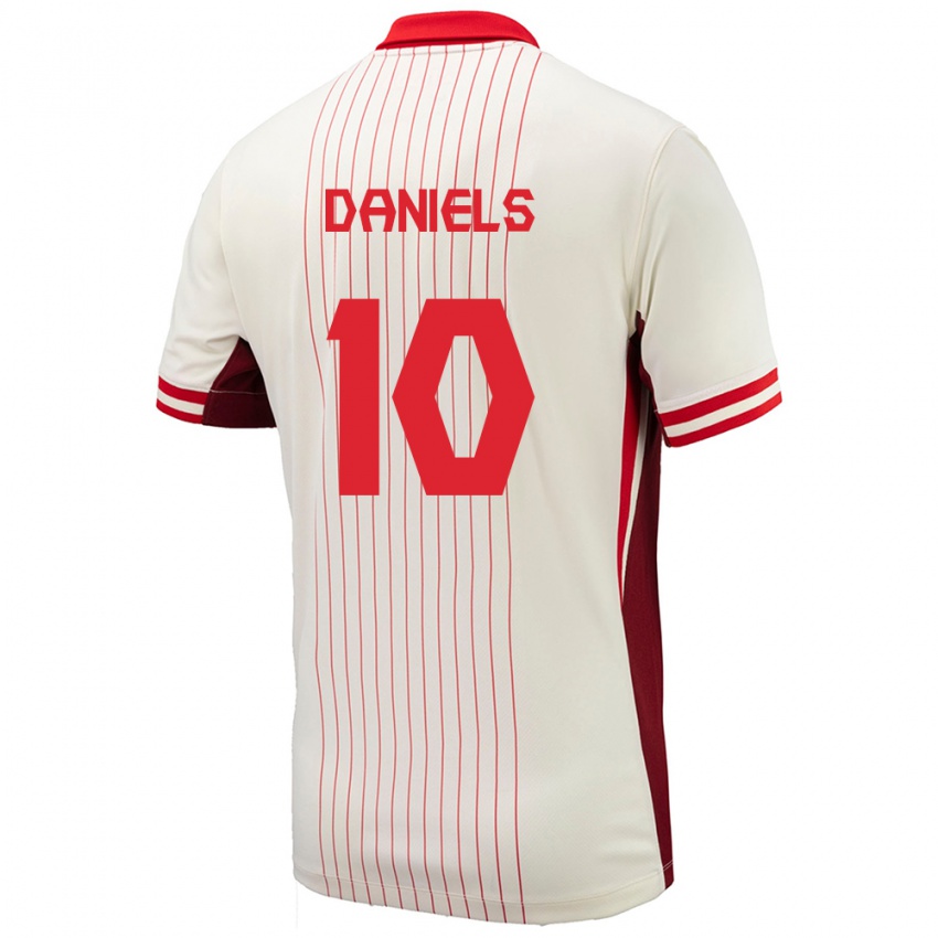 Uomo Maglia Canada Aidan Daniels #10 Bianco Kit Gara Away 24-26 Maglietta