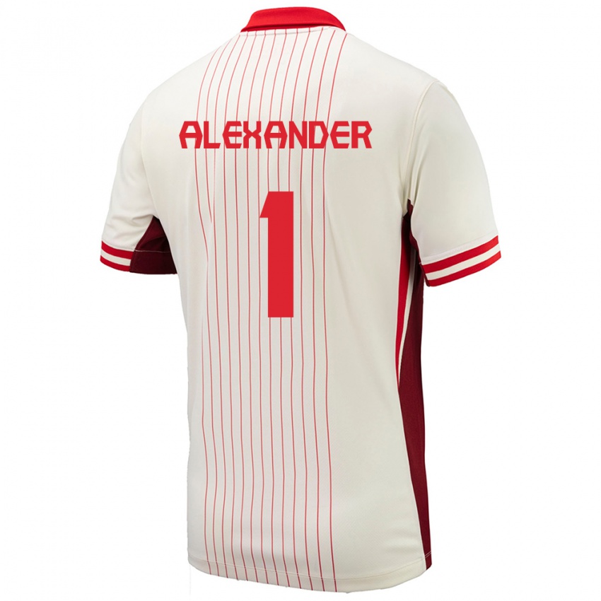 Uomo Maglia Canada Ben Alexander #1 Bianco Kit Gara Away 24-26 Maglietta