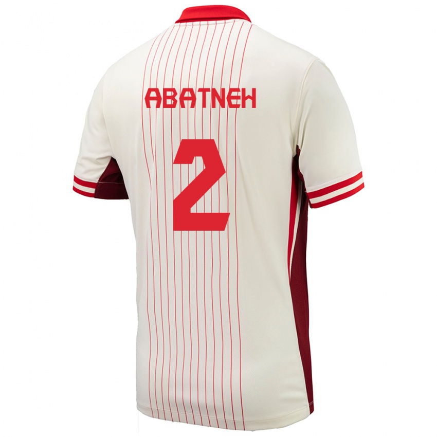 Uomo Maglia Canada Noah Abatneh #2 Bianco Kit Gara Away 24-26 Maglietta