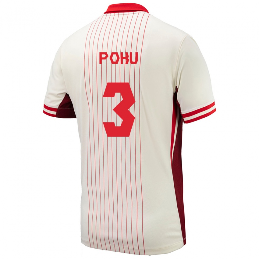 Uomo Maglia Canada Kwasi Poku #3 Bianco Kit Gara Away 24-26 Maglietta