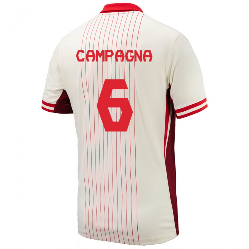 Uomo Maglia Canada Matteo Campagna #6 Bianco Kit Gara Away 24-26 Maglietta