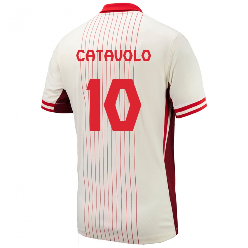 Uomo Maglia Canada Matthew Catavolo #10 Bianco Kit Gara Away 24-26 Maglietta