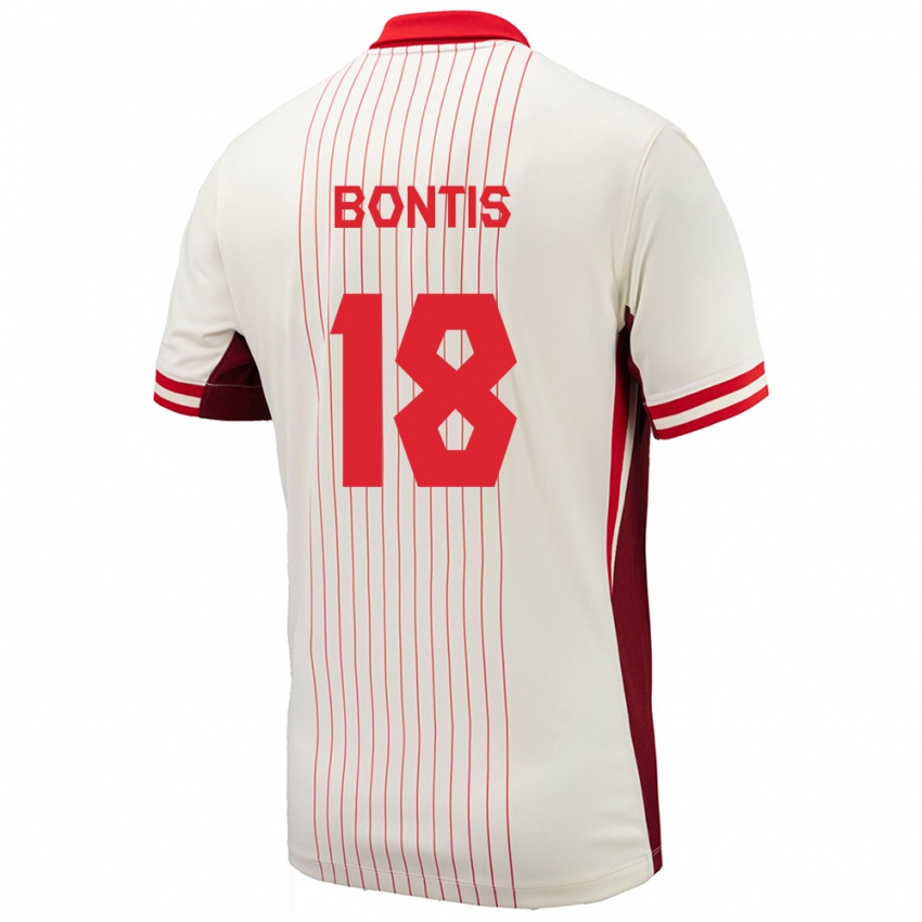 Uomo Maglia Canada Dino Bontis #18 Bianco Kit Gara Away 24-26 Maglietta