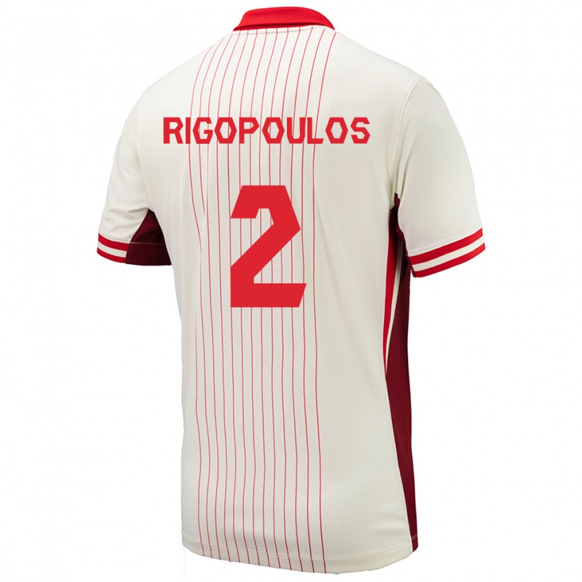 Uomo Maglia Canada Theo Rigopoulos #2 Bianco Kit Gara Away 24-26 Maglietta