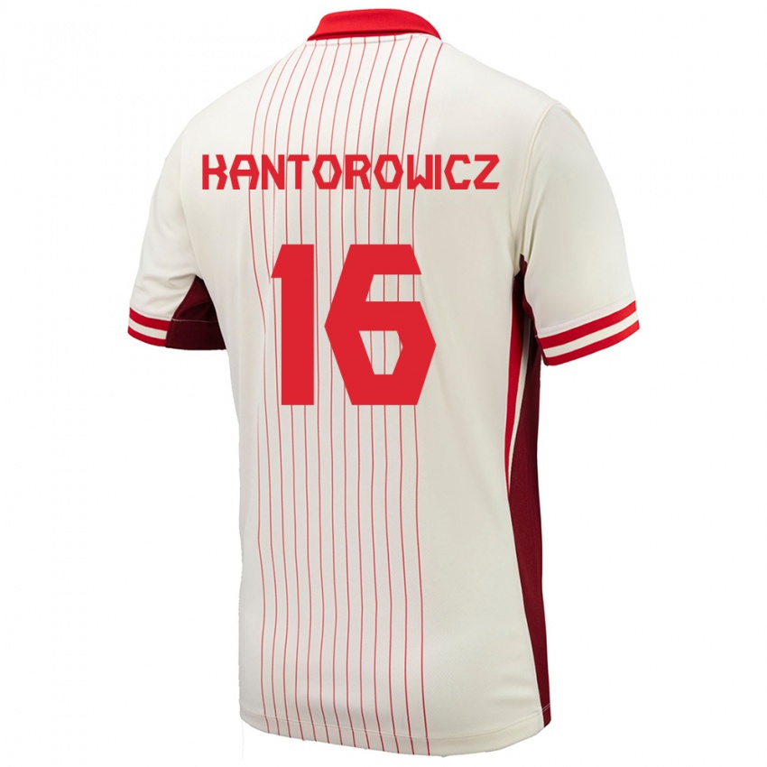 Uomo Maglia Canada Dominic Kantorowicz #16 Bianco Kit Gara Away 24-26 Maglietta