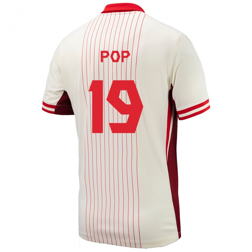 Uomo Maglia Canada Erik Pop #19 Bianco Kit Gara Away 24-26 Maglietta