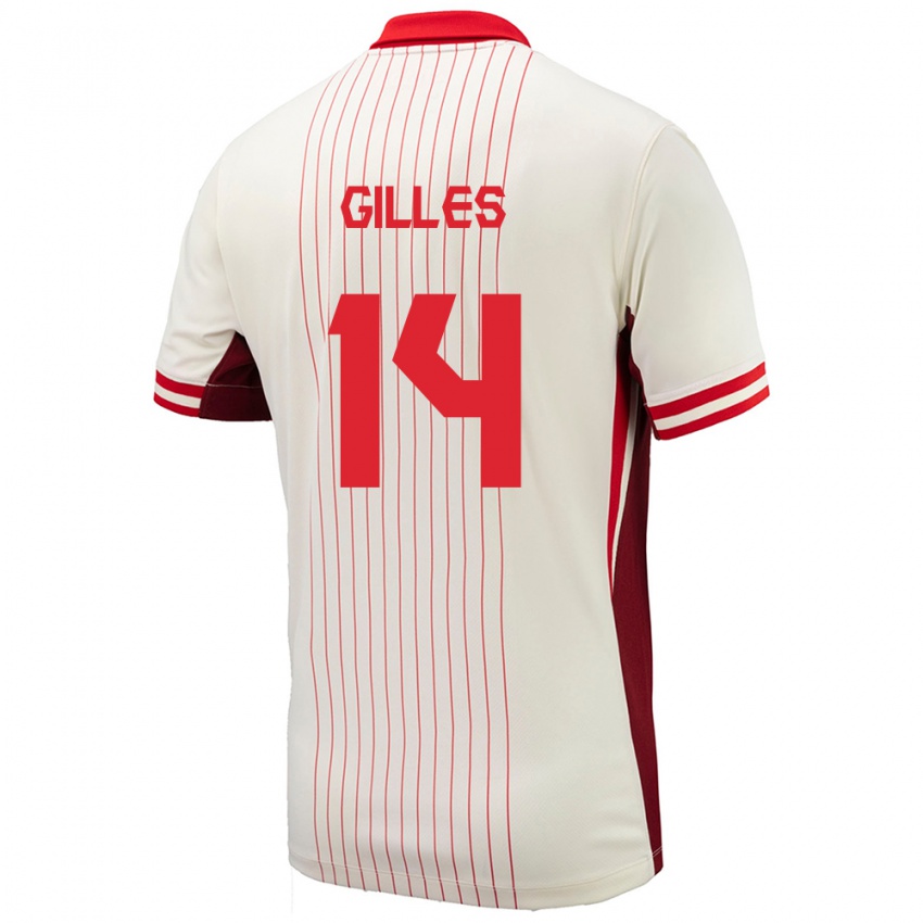 Uomo Maglia Canada Vanessa Gilles #14 Bianco Kit Gara Away 24-26 Maglietta