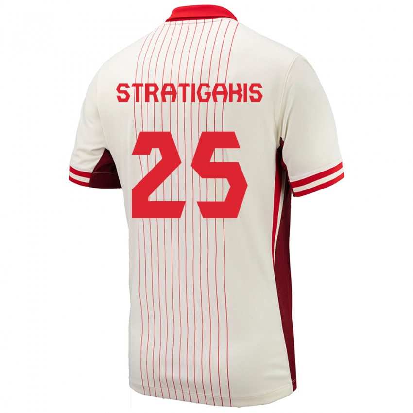 Uomo Maglia Canada Sarah Stratigakis #25 Bianco Kit Gara Away 24-26 Maglietta