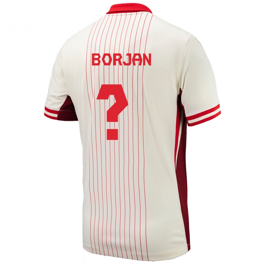 Uomo Maglia Canada Nikola Borjan #0 Bianco Kit Gara Away 24-26 Maglietta