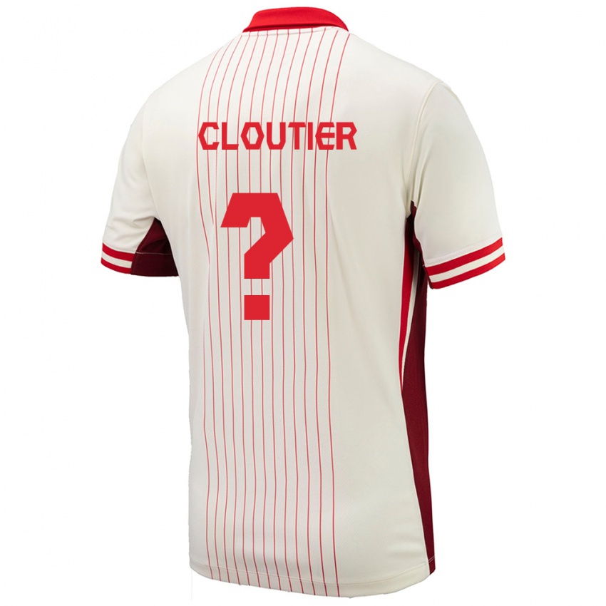 Uomo Maglia Canada Loic Cloutier #0 Bianco Kit Gara Away 24-26 Maglietta