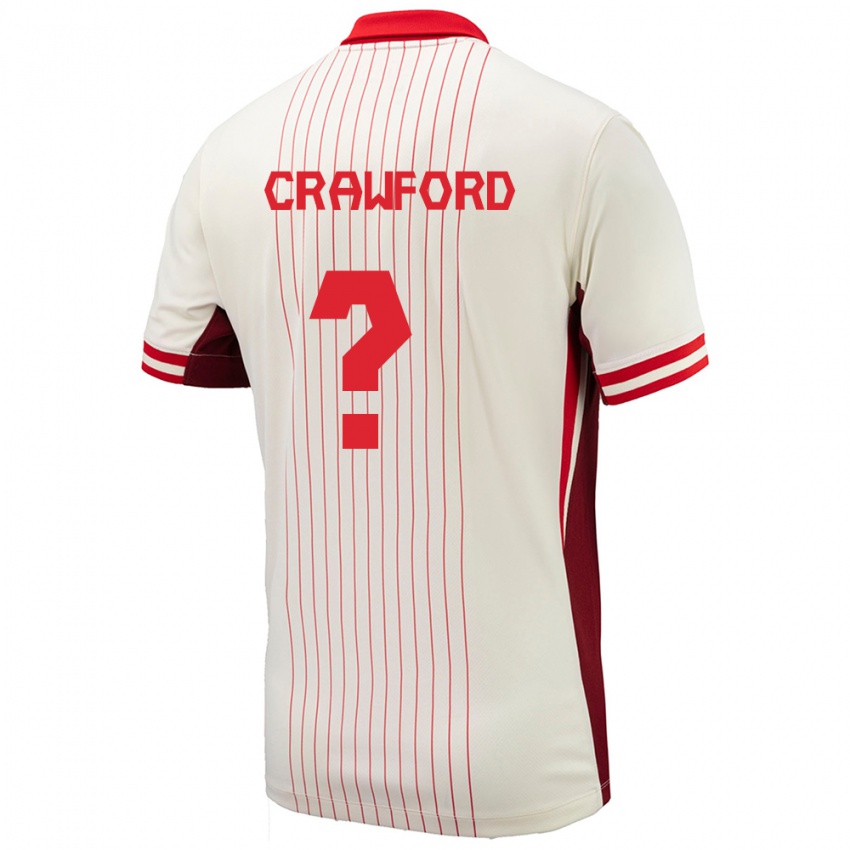 Uomo Maglia Canada Tyler Crawford #0 Bianco Kit Gara Away 24-26 Maglietta