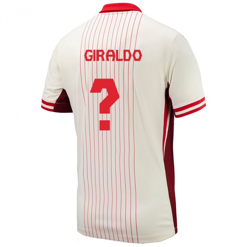 Uomo Maglia Canada Tomas Giraldo #0 Bianco Kit Gara Away 24-26 Maglietta