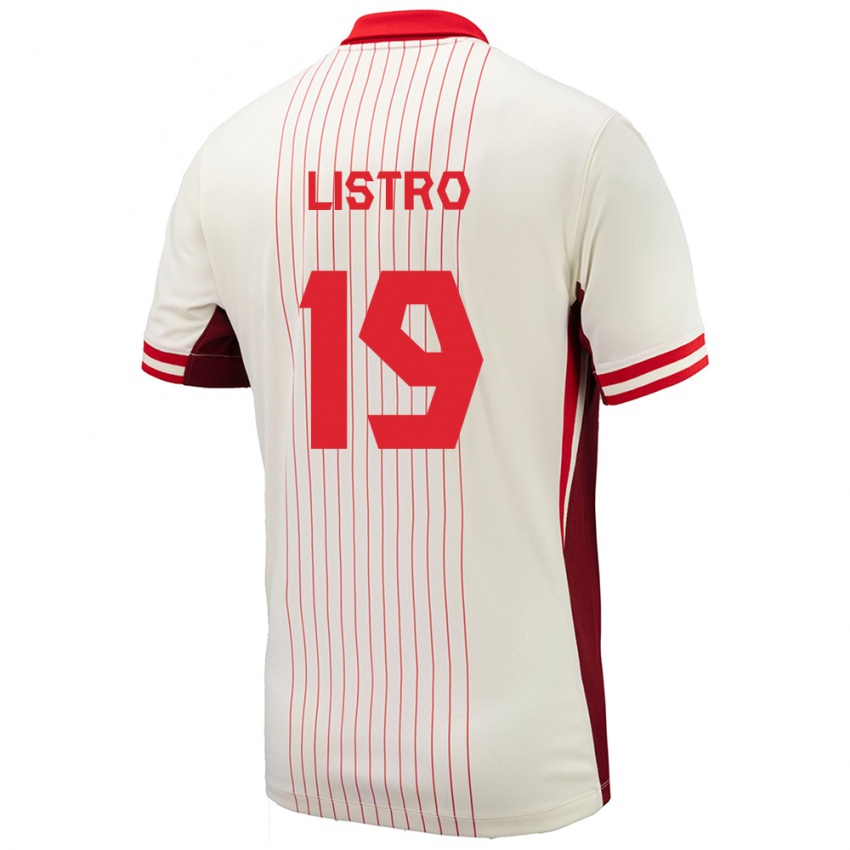 Uomo Maglia Canada Jordyn Listro #19 Bianco Kit Gara Away 24-26 Maglietta