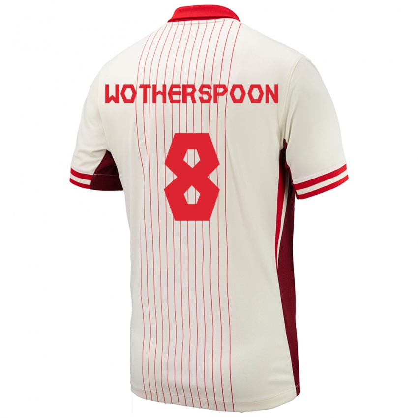 Uomo Maglia Canada David Wotherspoon #8 Bianco Kit Gara Away 24-26 Maglietta