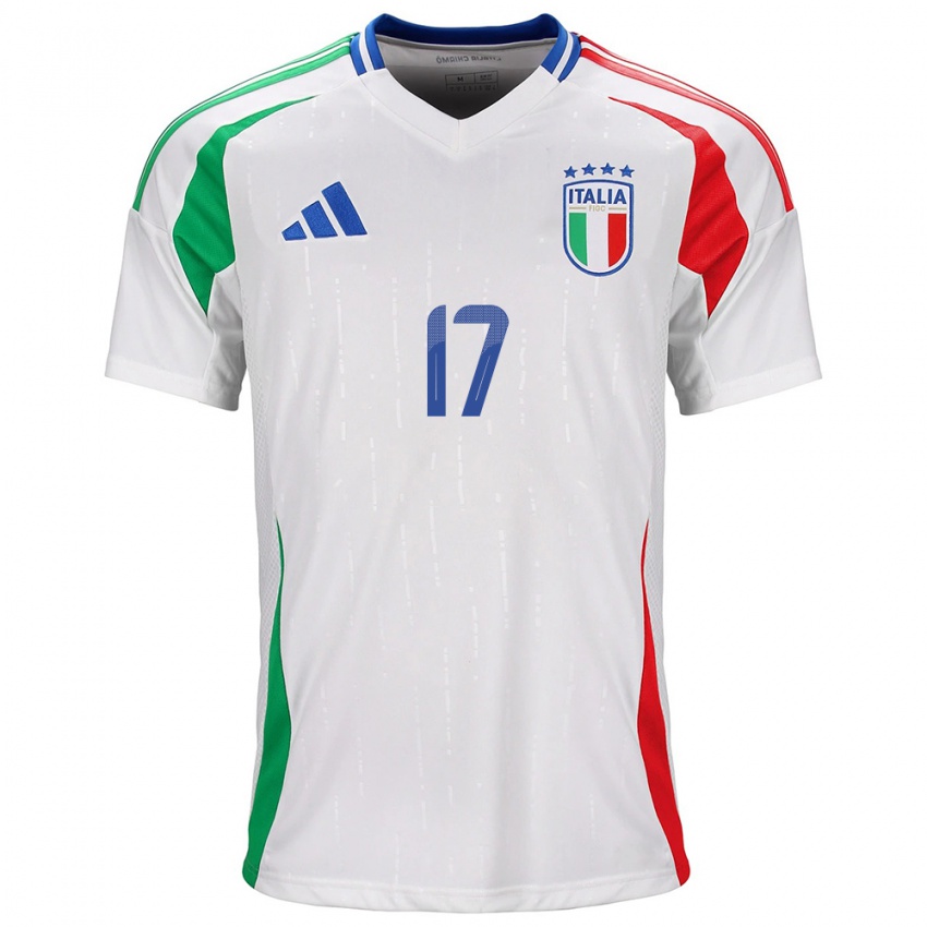 Uomo Maglia Italia Gianluca Mancini #17 Bianco Kit Gara Away 24-26 Maglietta