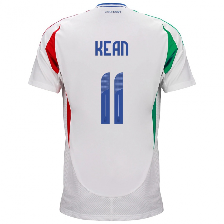 Uomo Maglia Italia Moise Kean #11 Bianco Kit Gara Away 24-26 Maglietta