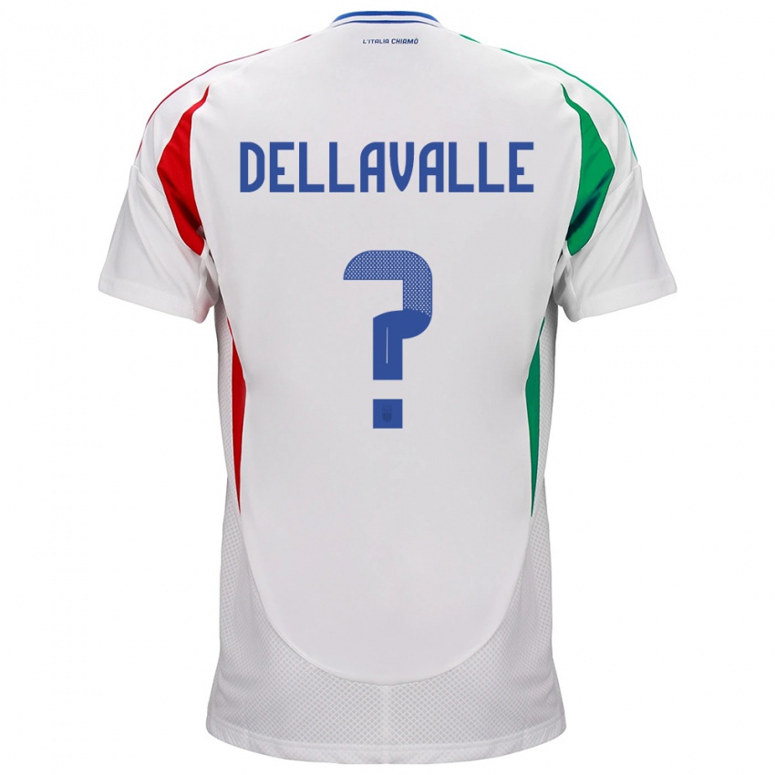 Uomo Maglia Italia Alessandro Dellavalle #0 Bianco Kit Gara Away 24-26 Maglietta