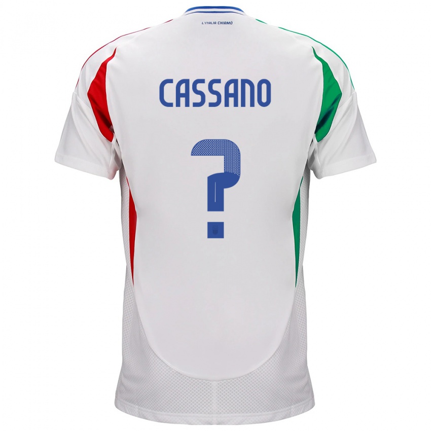 Uomo Maglia Italia Claudio Cassano #0 Bianco Kit Gara Away 24-26 Maglietta