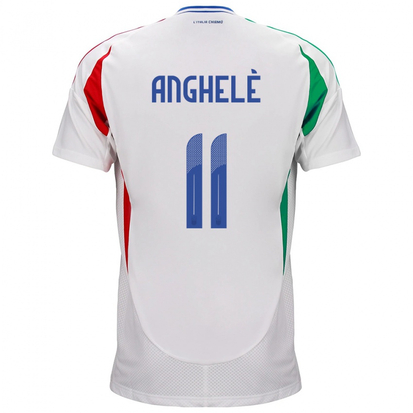 Uomo Maglia Italia Lorenzo Anghelè #11 Bianco Kit Gara Away 24-26 Maglietta