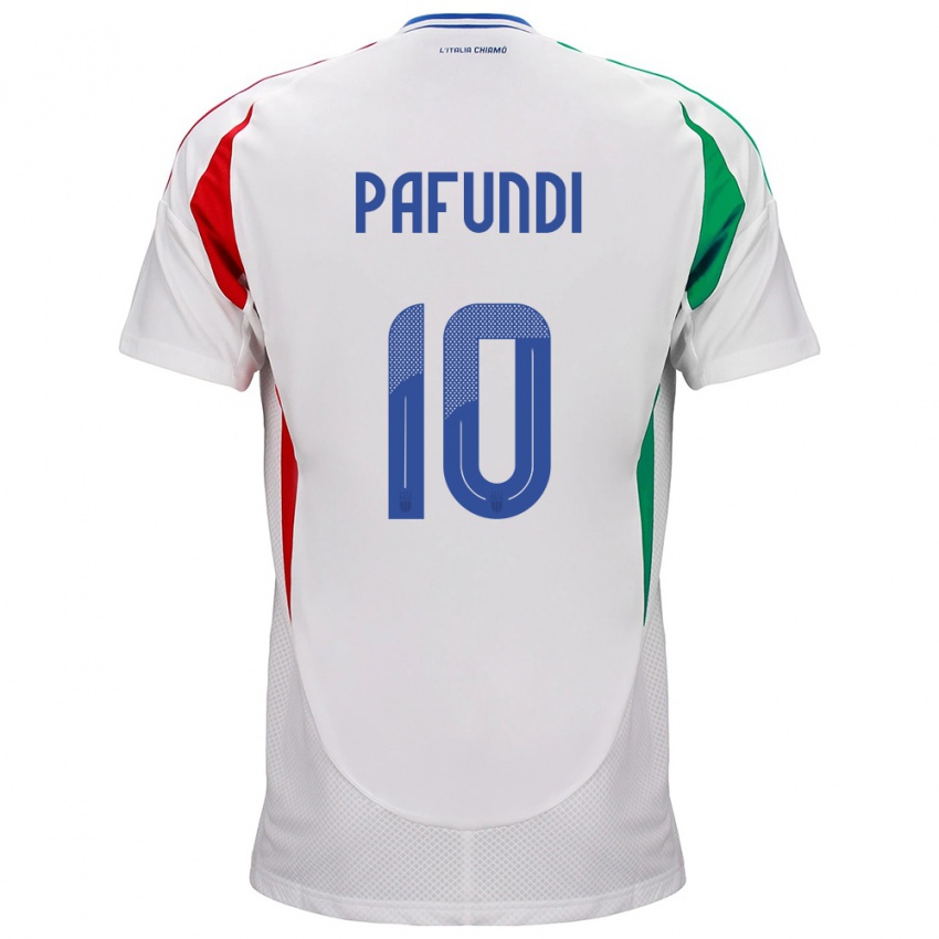 Uomo Maglia Italia Simone Pafundi #10 Bianco Kit Gara Away 24-26 Maglietta