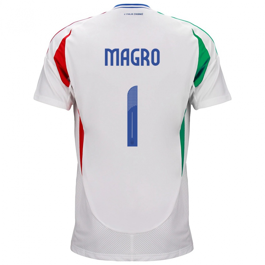 Uomo Maglia Italia Federico Magro #1 Bianco Kit Gara Away 24-26 Maglietta