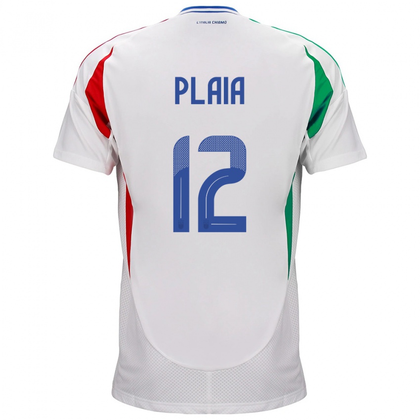 Uomo Maglia Italia Francesco Plaia #12 Bianco Kit Gara Away 24-26 Maglietta