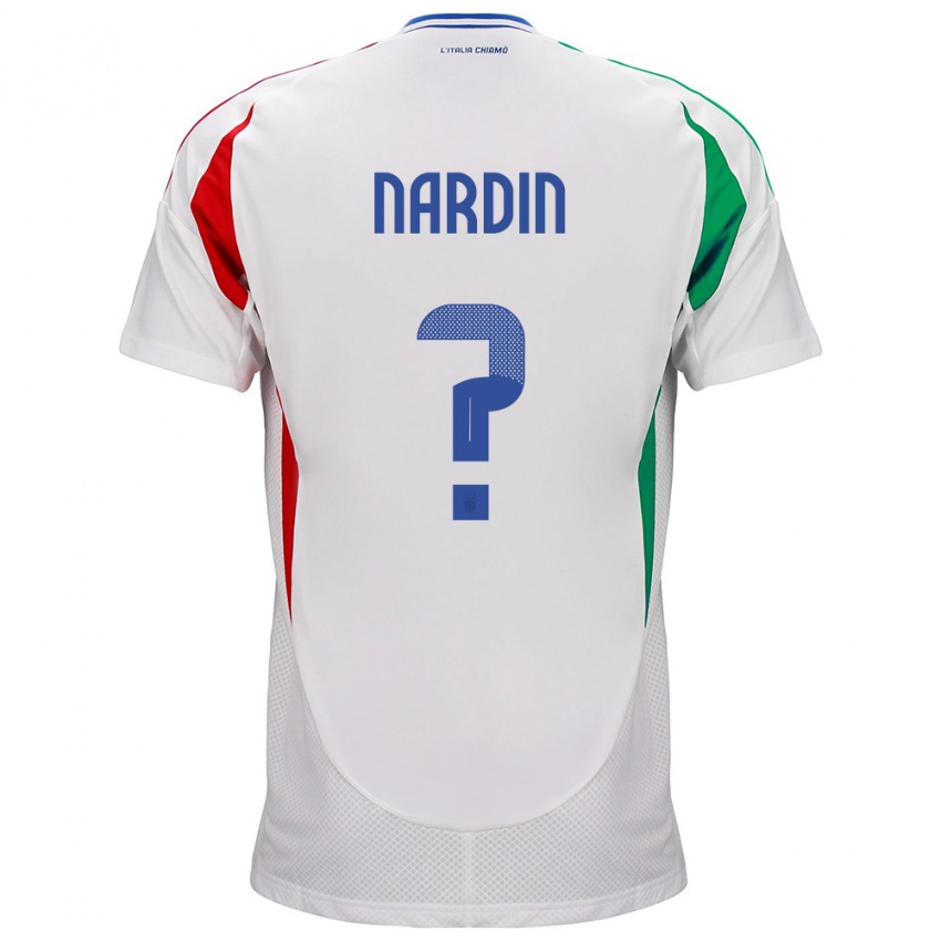 Uomo Maglia Italia Federico Nardin #0 Bianco Kit Gara Away 24-26 Maglietta