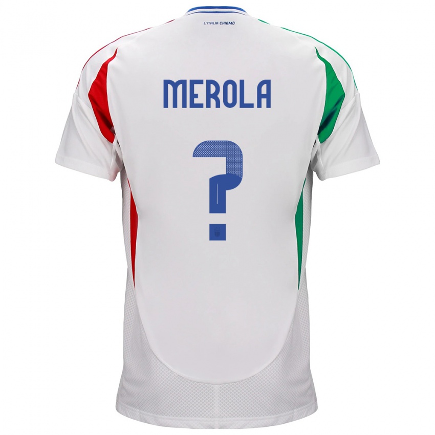 Uomo Maglia Italia Antonio Stefano Merola #0 Bianco Kit Gara Away 24-26 Maglietta