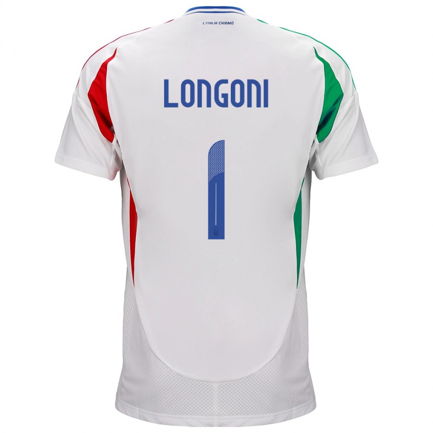 Uomo Maglia Italia Alessandro Longoni #1 Bianco Kit Gara Away 24-26 Maglietta