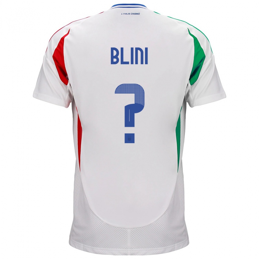 Uomo Maglia Italia Oliver Blini #0 Bianco Kit Gara Away 24-26 Maglietta