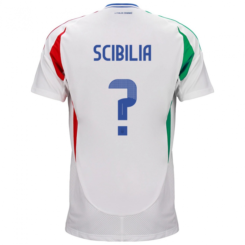 Uomo Maglia Italia Dylan Scibilia #0 Bianco Kit Gara Away 24-26 Maglietta