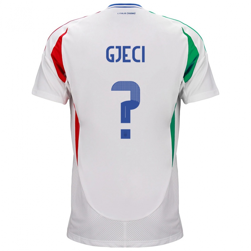 Uomo Maglia Italia Delis Gjeci #0 Bianco Kit Gara Away 24-26 Maglietta