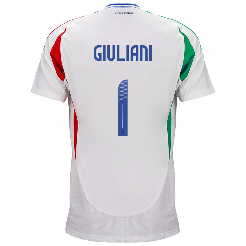 Uomo Maglia Italia Laura Giuliani #1 Bianco Kit Gara Away 24-26 Maglietta